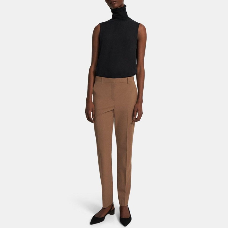 Women Theory Outlet | Slim Full Length Pant In Stretch Wool Truffle