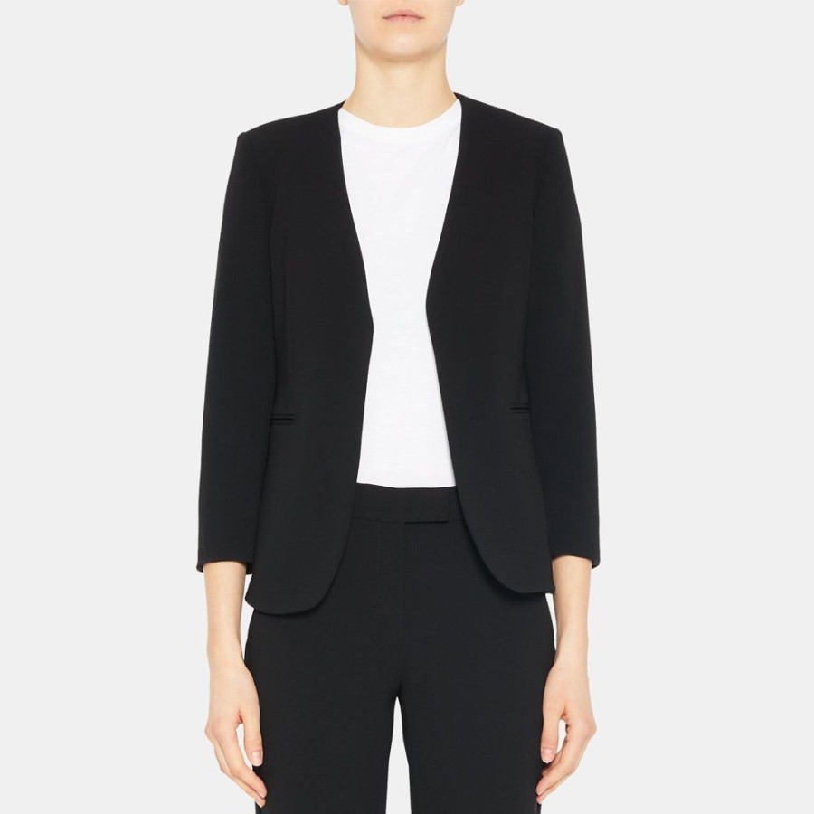 Women Theory Outlet | Open Blazer In Crepe Black