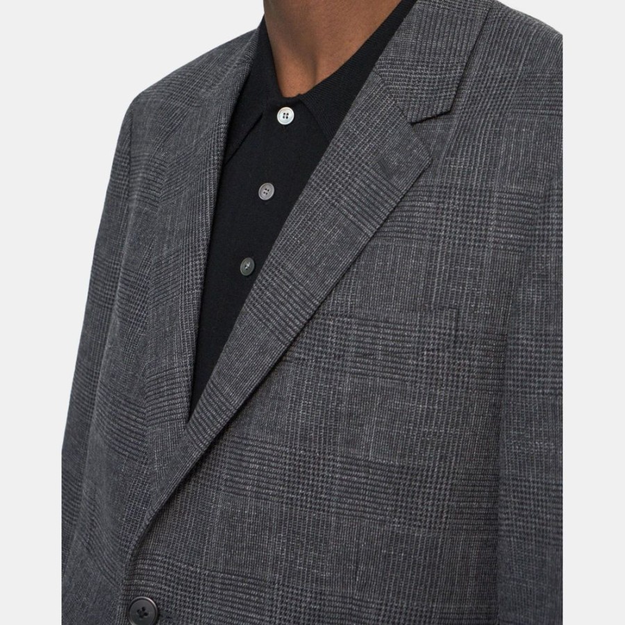 Men Theory Outlet | Structured Blazer In Checked Wool-Cotton Pestle Multi