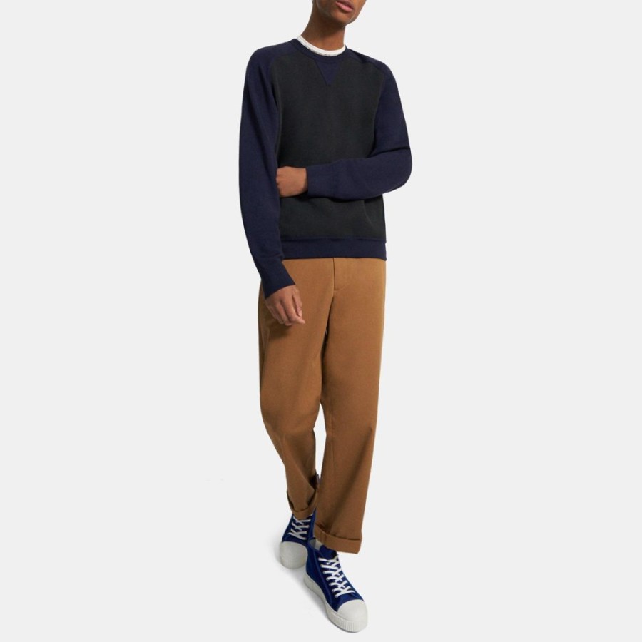 Men Theory Outlet | Knit Combo Sweatshirt Deep Navy/Black