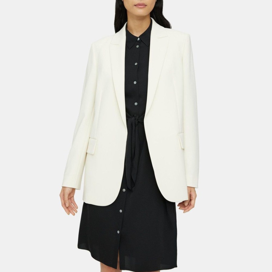 Women Theory Outlet | Relaxed Blazer In Crepe Rice