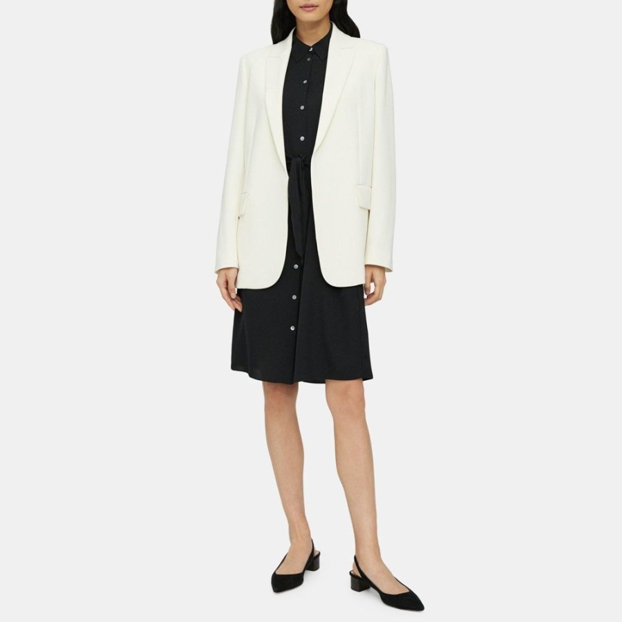 Women Theory Outlet | Relaxed Blazer In Crepe Rice