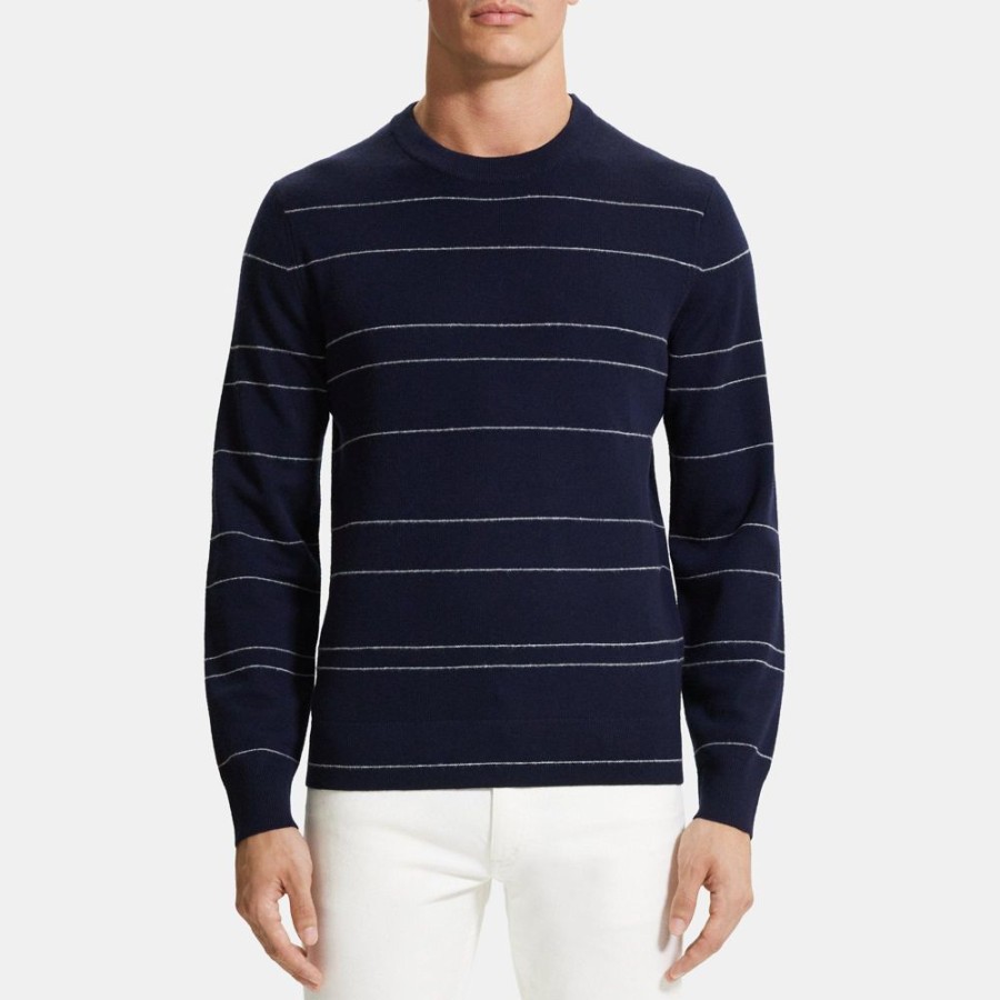 Men Theory Outlet | Striped Sweater In Merino Wool Baltic Multi