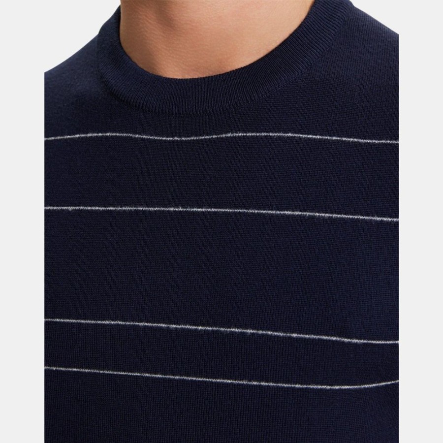 Men Theory Outlet | Striped Sweater In Merino Wool Baltic Multi