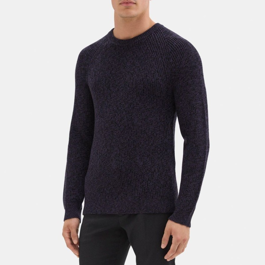 Men Theory Outlet | Crewneck Sweater In Merino Wool Black/Concord