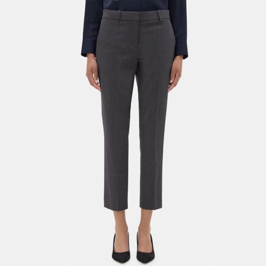 Women Theory Outlet | Classic Crop Pant In Sevona Stretch Wool Charcoal