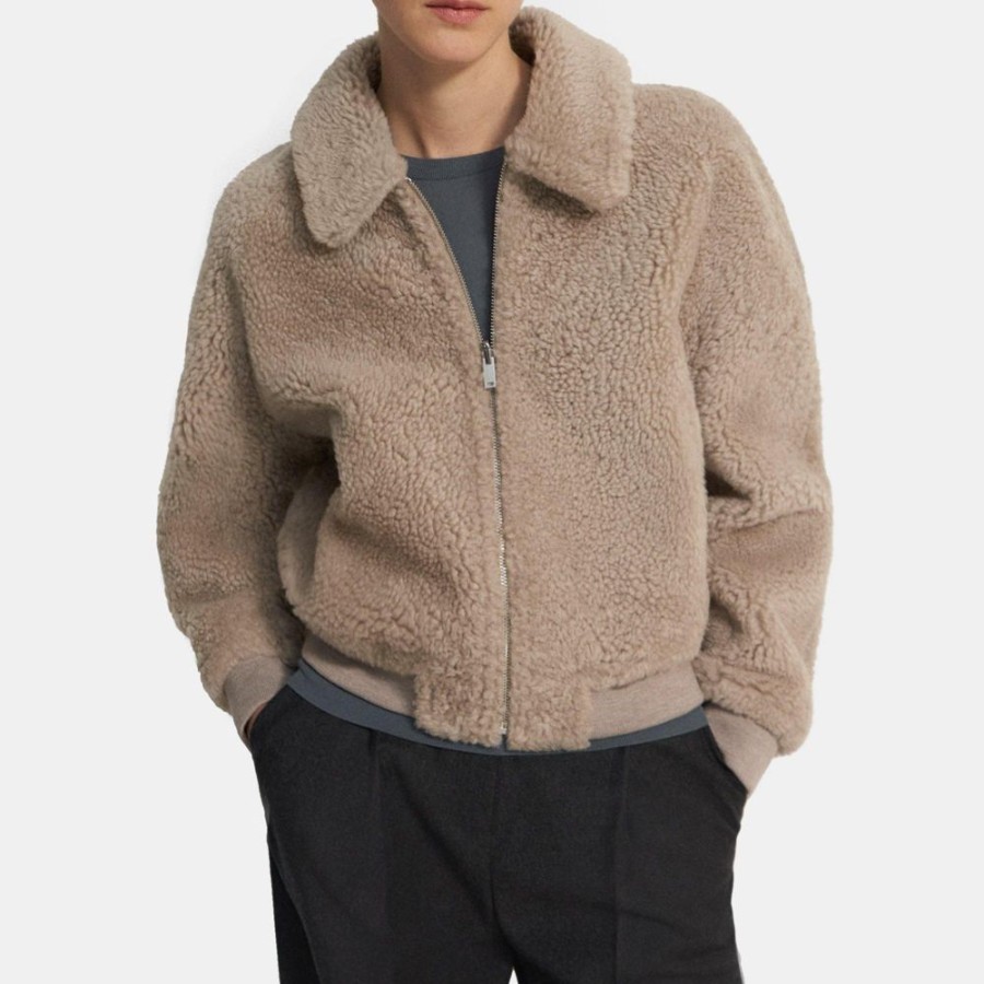 Women Theory Outlet | Bomber Jacket In Shearling Malt