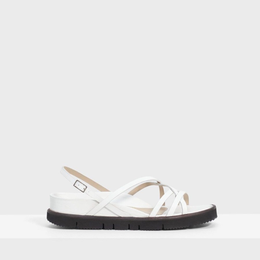 Women Theory Outlet | Multi-Strap Lug Sandal In Leather White