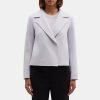 Women Theory Outlet | Cropped Open Front Jacket In Double-Face Wool-Cashmere Light Stone