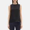 Women Theory Outlet | Straight Shell Top In Silk Georgette Black