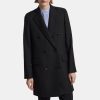 Women Theory Outlet | Double-Breasted Bonded Wool Coat Black