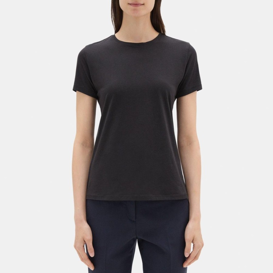 Women Theory Outlet | Crewneck Tee In Organic Cotton Black