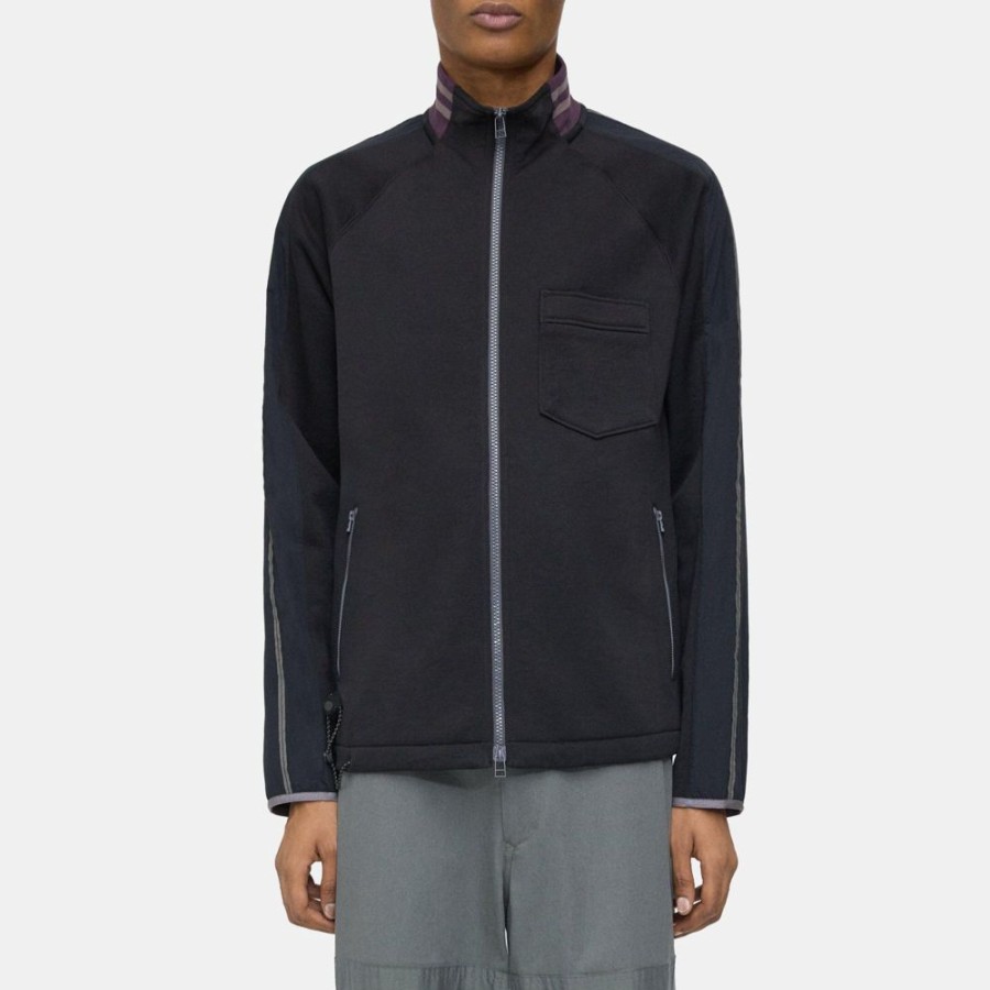 Men Theory Outlet | Track Jacket In Textured Knit Black