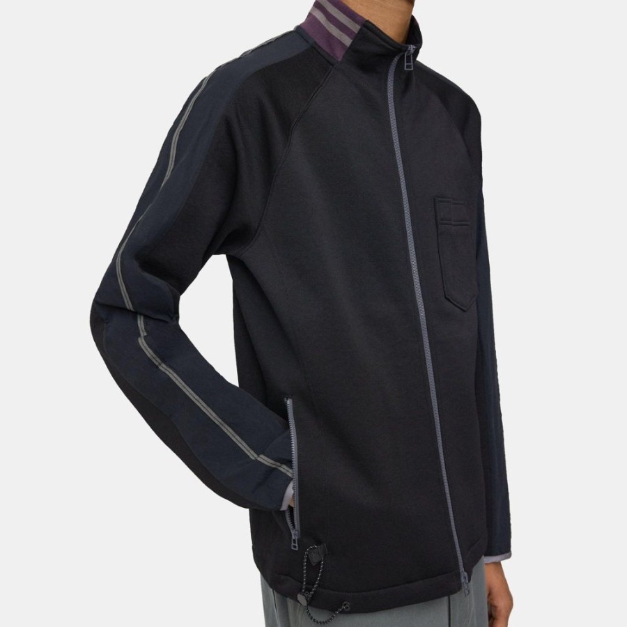 Men Theory Outlet | Track Jacket In Textured Knit Black