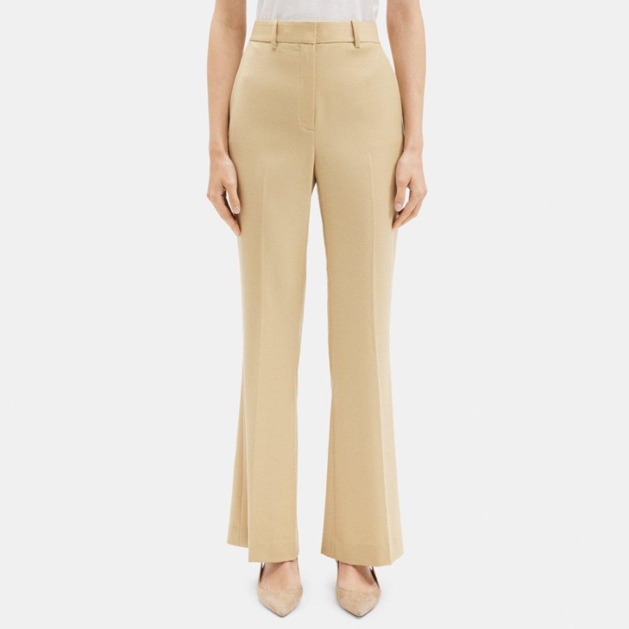 Women Theory Outlet | Flared High-Waist Pant In Wool Flannel Cardamom