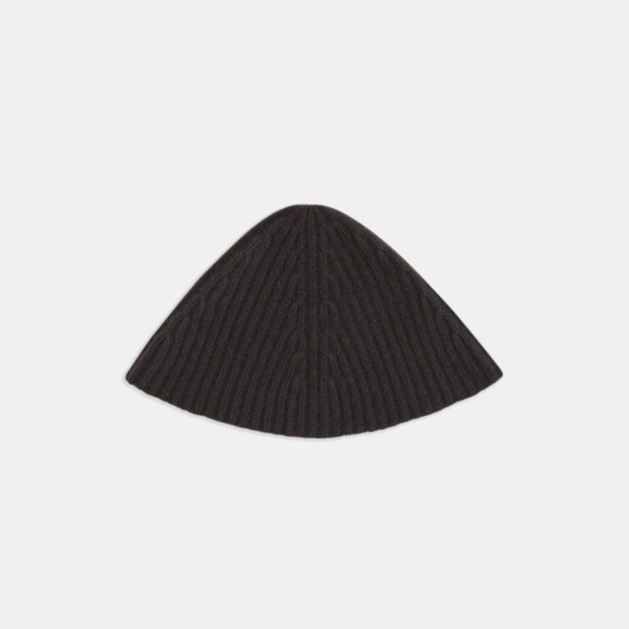 Women Theory Outlet | Beanie In Ribbed Wool Charcoal