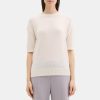 Women Theory Outlet | Short-Sleeve Sweater In Cashmere Ivory