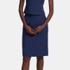 Women Theory Outlet | Pencil Skirt In Stretch Wool Sea Blue