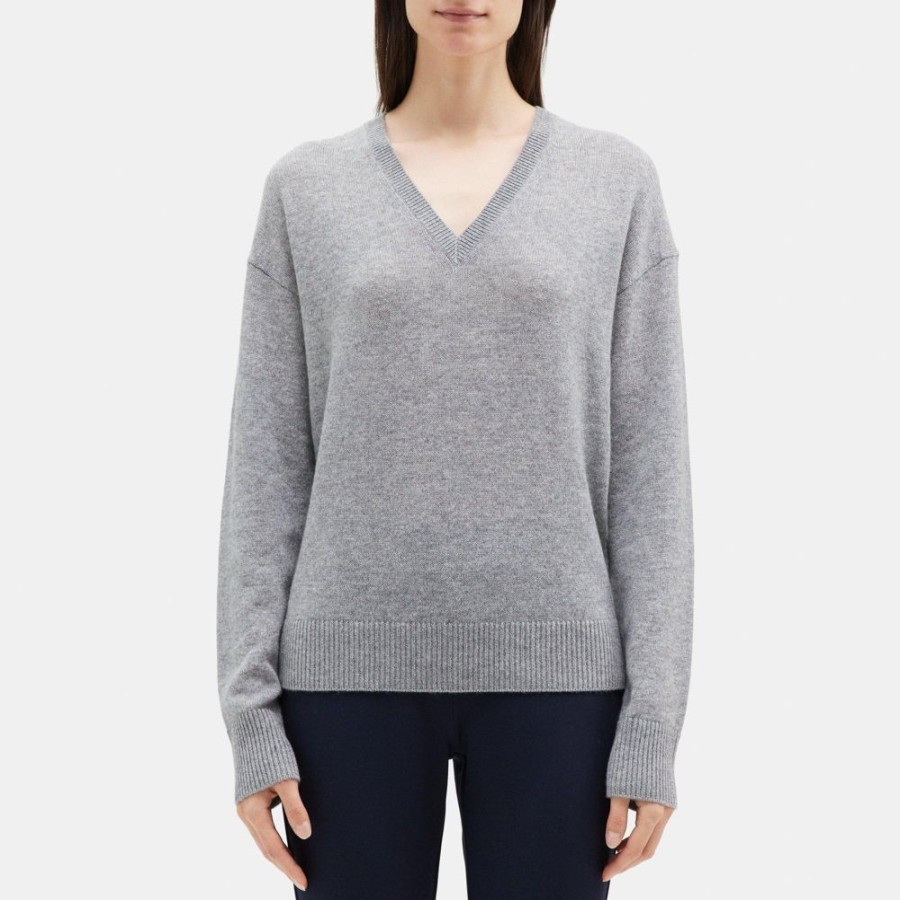 Women Theory Outlet | V-Neck Sweater In Cashmere Husky