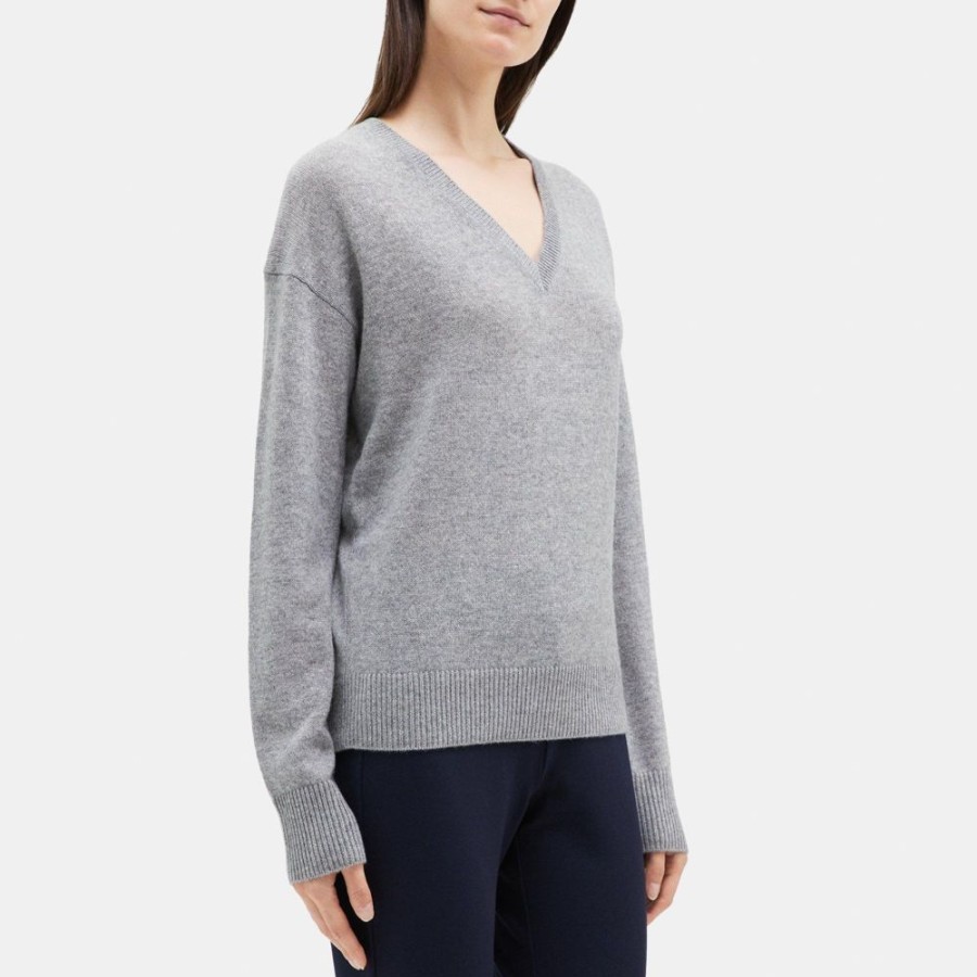 Women Theory Outlet | V-Neck Sweater In Cashmere Husky