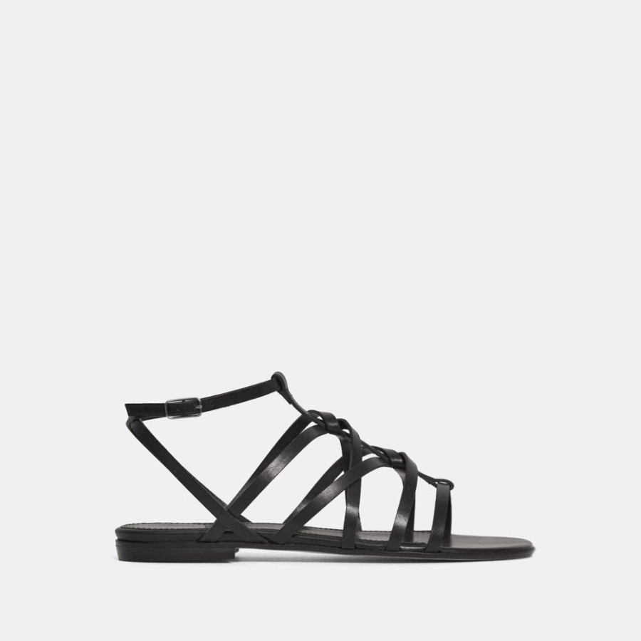 Women Theory Outlet | Strappy Sandal In Leather Black