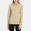 Women Theory Outlet | Fitted Shirt In Stretch Cotton Taupe