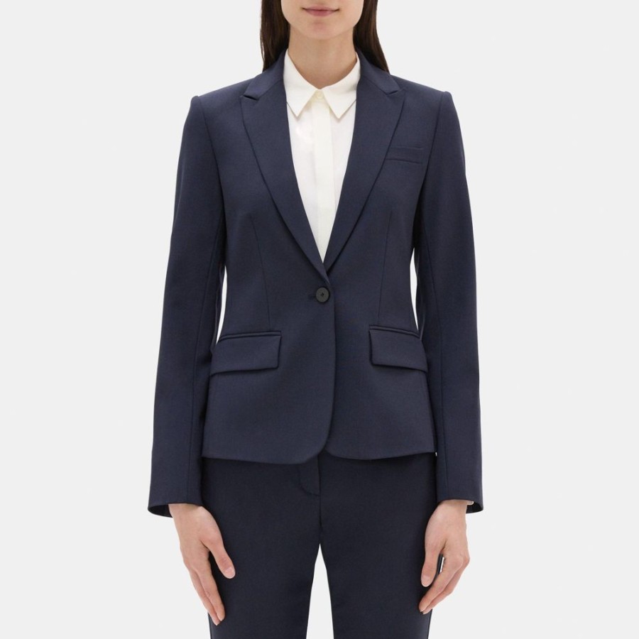 Women Theory Outlet | Slim-Fit Blazer In Sevona Stretch Wool Navy