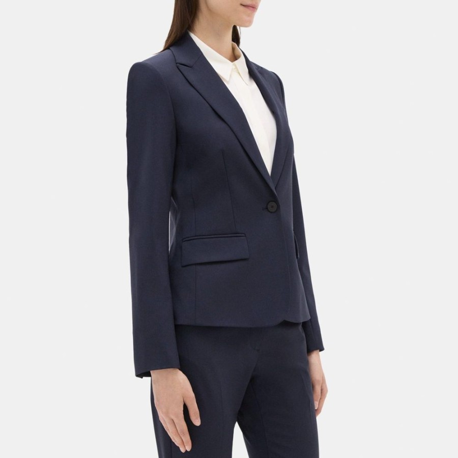 Women Theory Outlet | Slim-Fit Blazer In Sevona Stretch Wool Navy