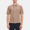 Men Theory Outlet | Short-Sleeve Polo In Linen Jersey Fossil