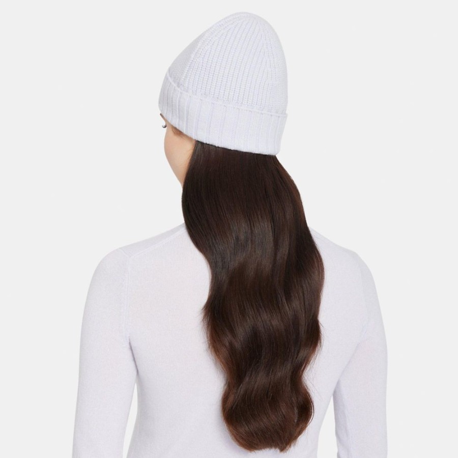 Women Theory Outlet | Rib Knit Beanie In Wool-Cashmere Silver