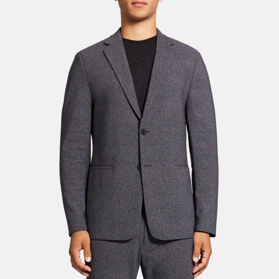 Men Theory Outlet | Unstructured Blazer In Printed Performance Knit Light Grey Melange