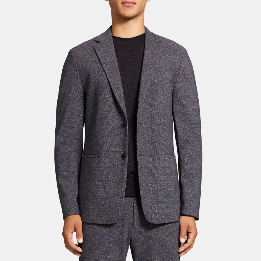 Men Theory Outlet | Unstructured Blazer In Printed Performance Knit Light Grey Melange