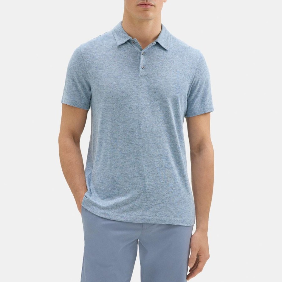 Men Theory Outlet | Polo Shirt In Modal Blend Jersey Glacier Blue/Spellbound