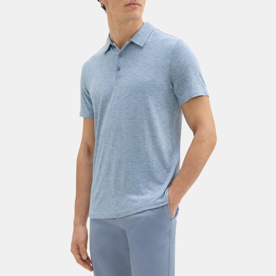 Men Theory Outlet | Polo Shirt In Modal Blend Jersey Glacier Blue/Spellbound