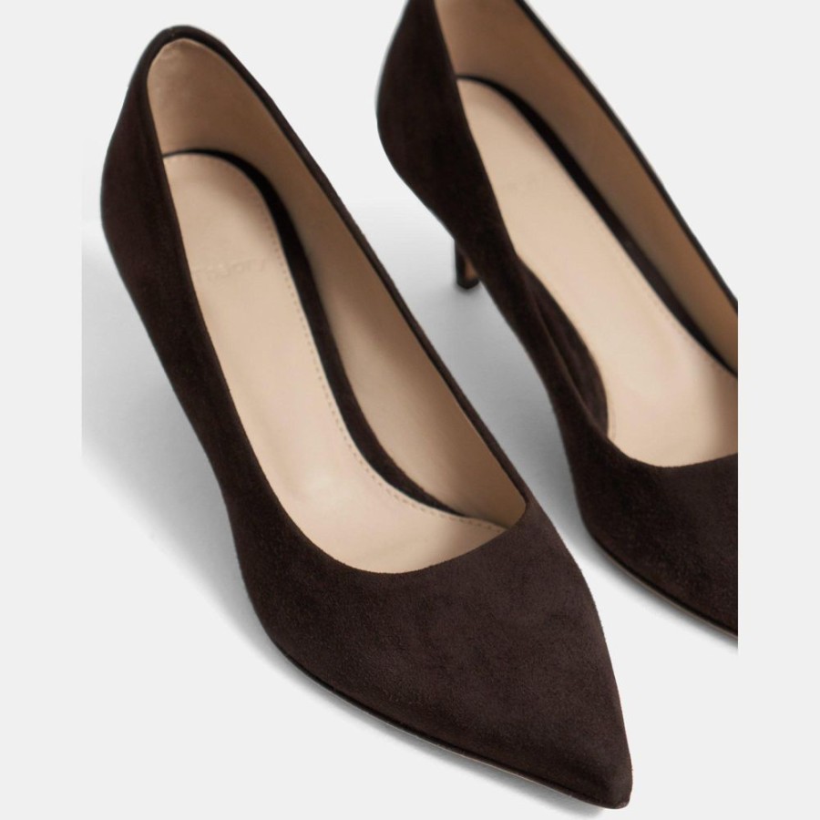 Women Theory Outlet | City 55 Pump In Suede Dark Brown