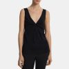 Women Theory Outlet | Twisted Tank Top In Cotton Blend Black