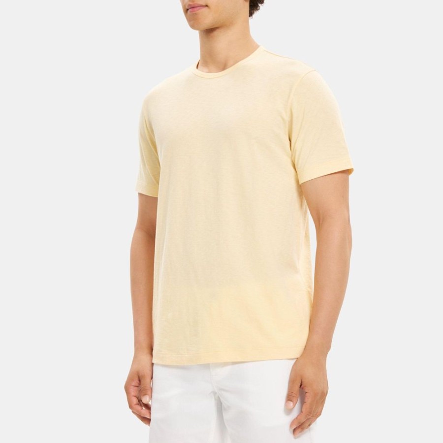 Men Theory Outlet | Relaxed Tee In Slub Cotton Autumn Blonde