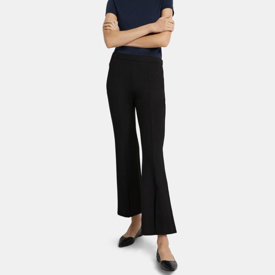 Women Theory Outlet | Slit Flare Pant In Double-Knit Jersey Black