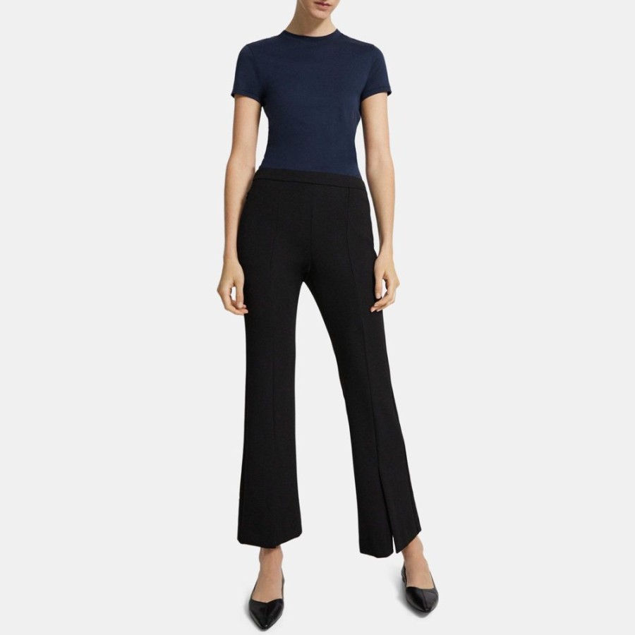 Women Theory Outlet | Slit Flare Pant In Double-Knit Jersey Black