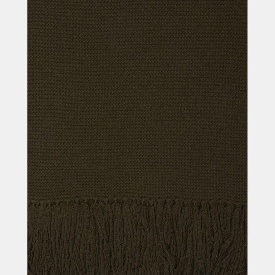 Women Theory Outlet | Fringe Blanket Scarf In Felted Wool-Cashmere Military