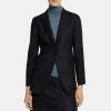 Women Theory Outlet | Single-Breasted Blazer In Wool Flannel Black