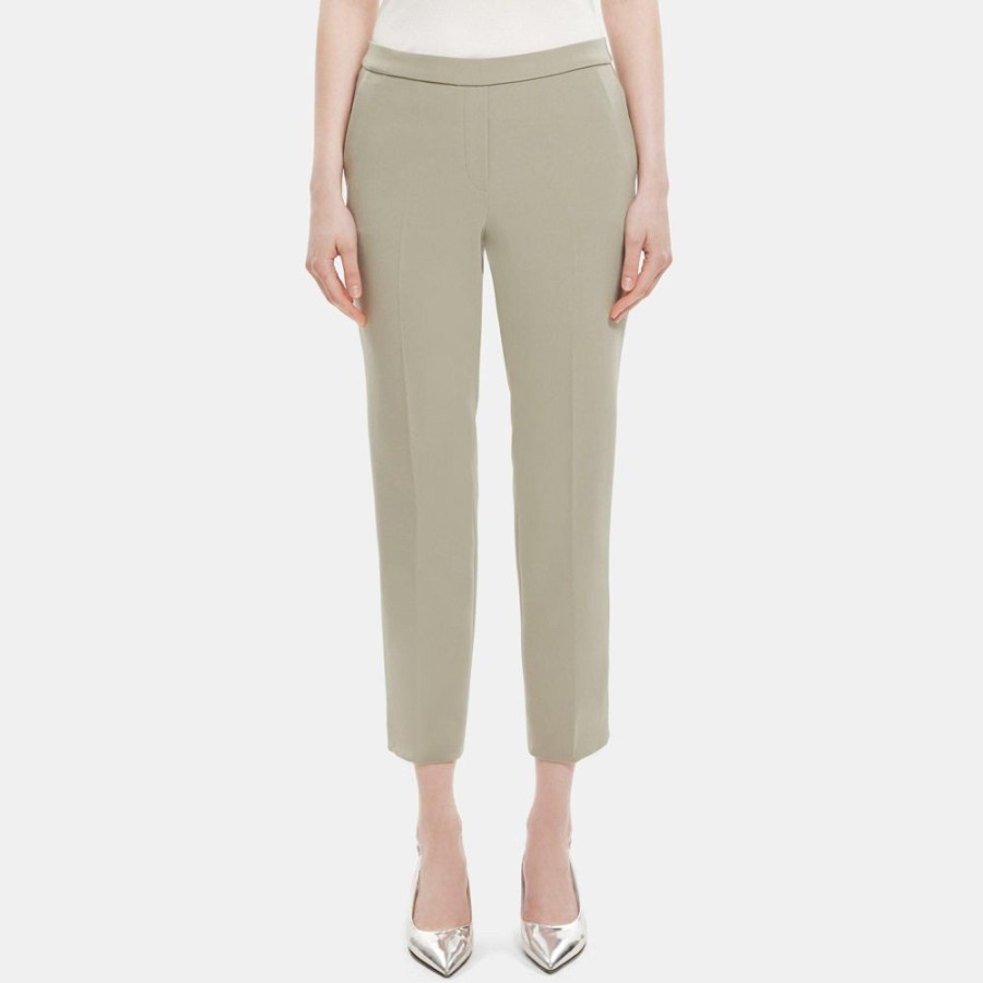 Women Theory Outlet | Cropped Slim Pull-On Pant In Crepe