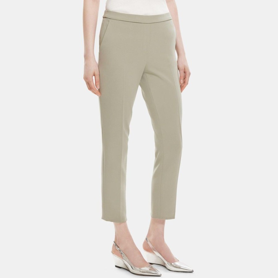 Women Theory Outlet | Cropped Slim Pull-On Pant In Crepe