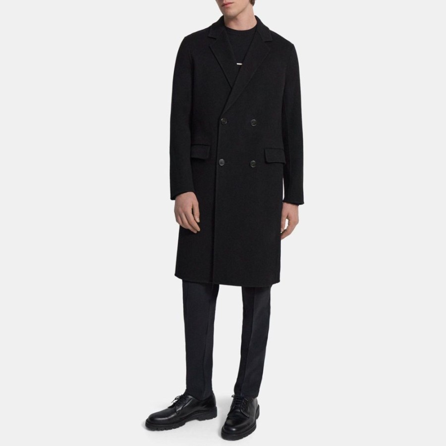 Men Theory Outlet | Double-Breasted Coat In Double-Face Wool-Cashmere Black