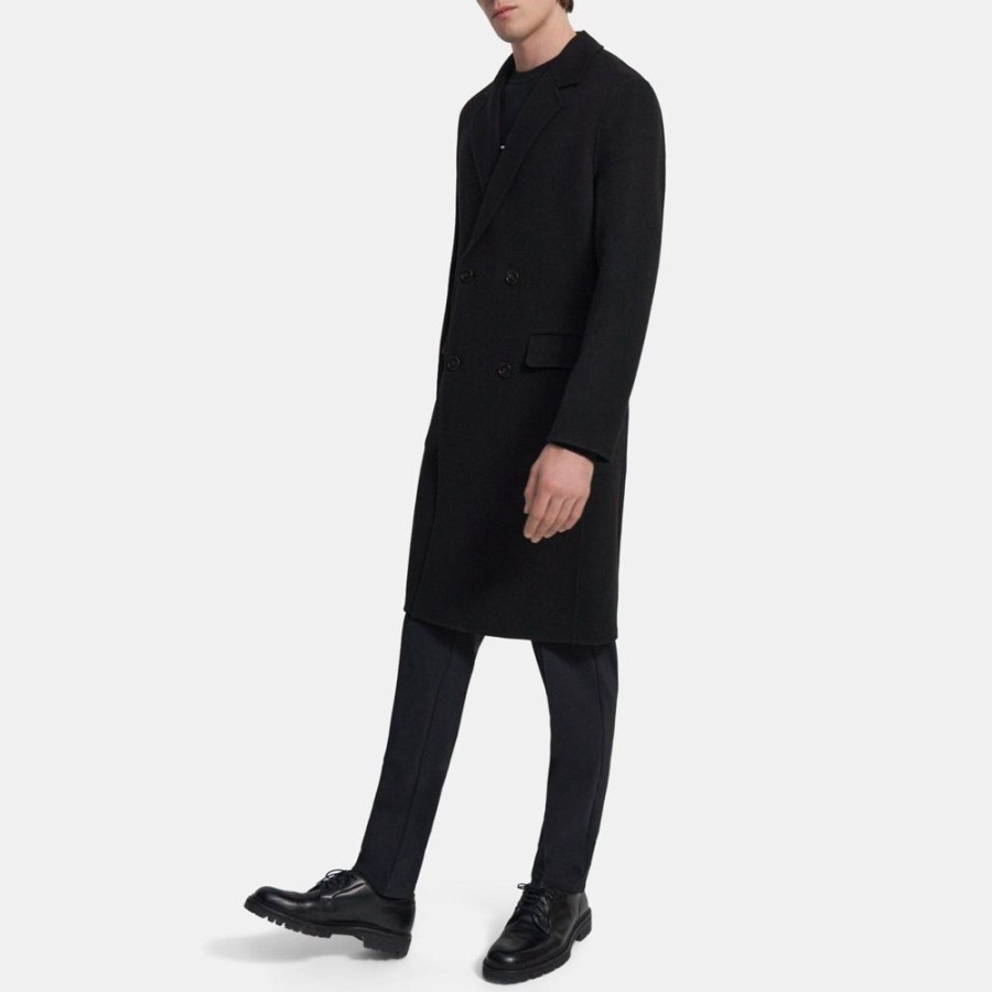 Men Theory Outlet | Double-Breasted Coat In Double-Face Wool-Cashmere Black