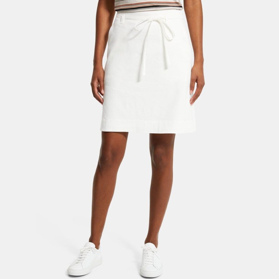 Women Theory Outlet | A-Line Skirt In Stretch Linen White