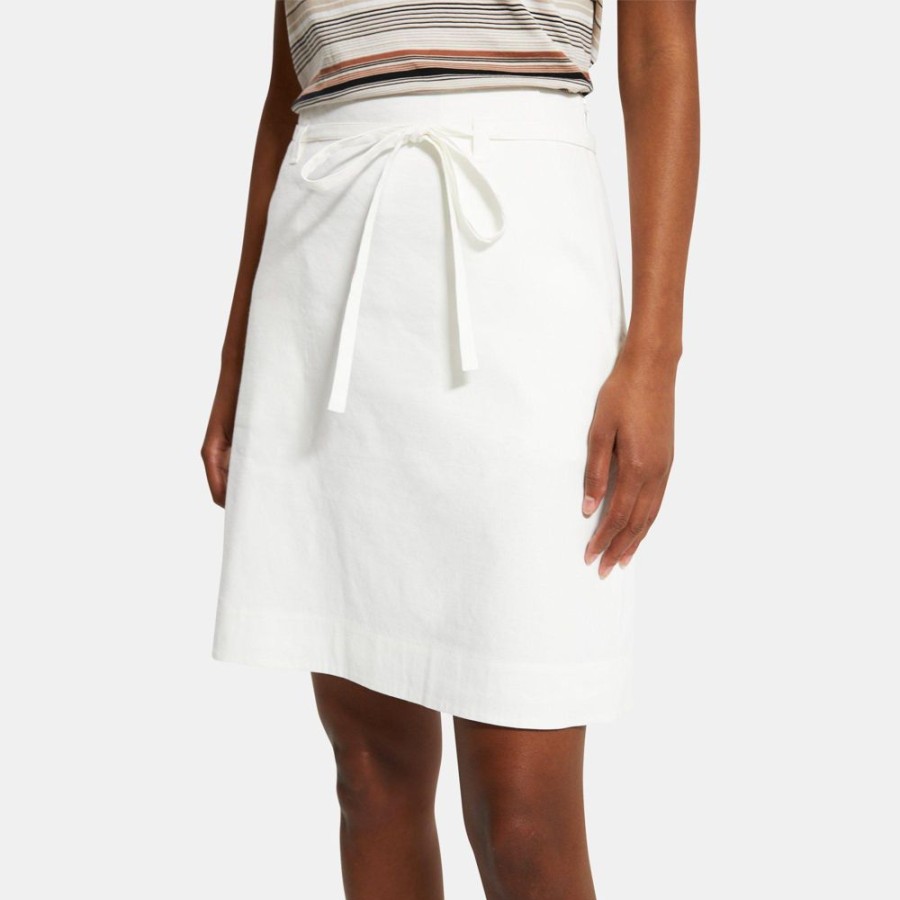 Women Theory Outlet | A-Line Skirt In Stretch Linen White