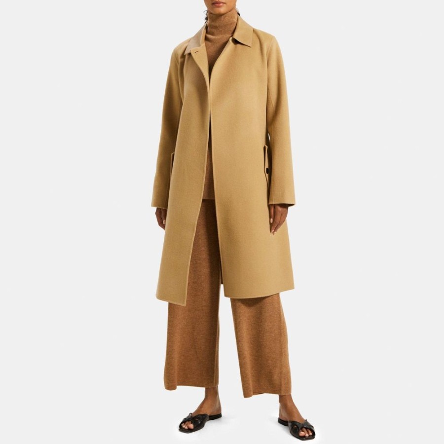 Women Theory Outlet | Relaxed Trench Coat In Double-Face Wool-Cashmere Camel