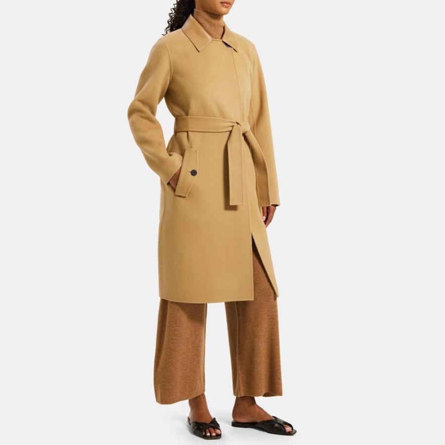 Women Theory Outlet | Relaxed Trench Coat In Double-Face Wool-Cashmere Camel