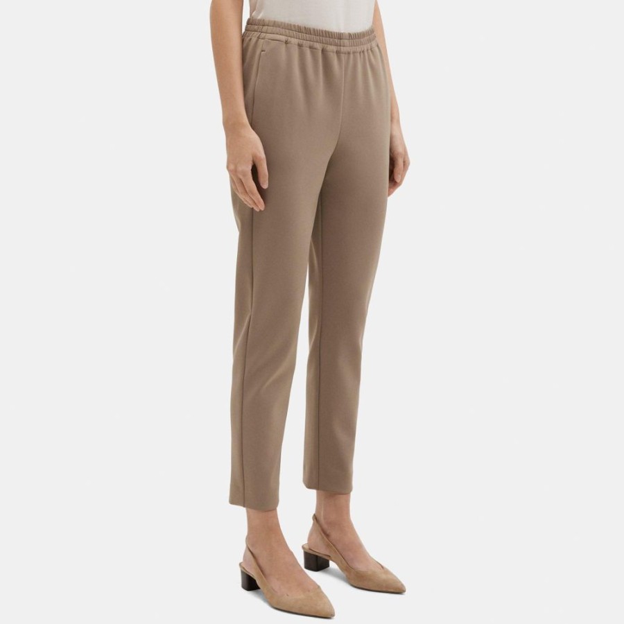 Women Theory Outlet | Tapered Pant In Tech Knit Desert Taupe